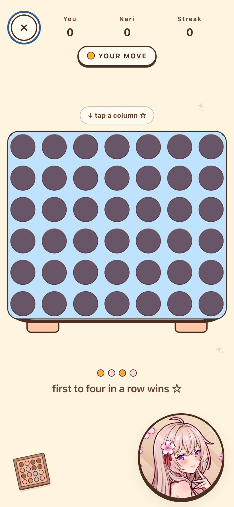 Connect Four in the NariYume web app