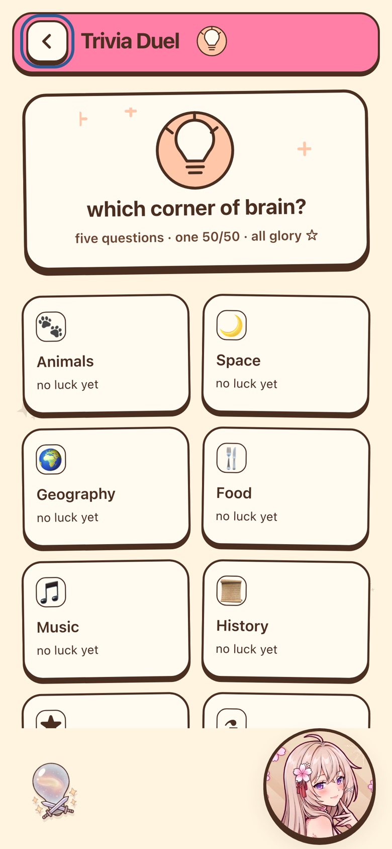Trivia Duel in the NariYume web app