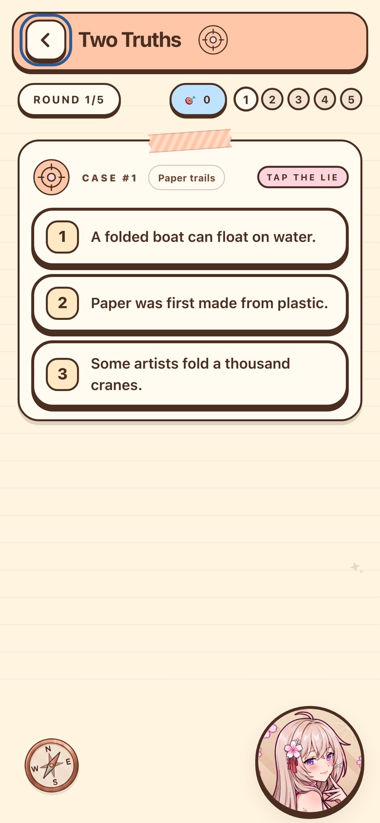Two Truths in the NariYume web app
